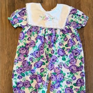 Vintage Floral Purple Romper